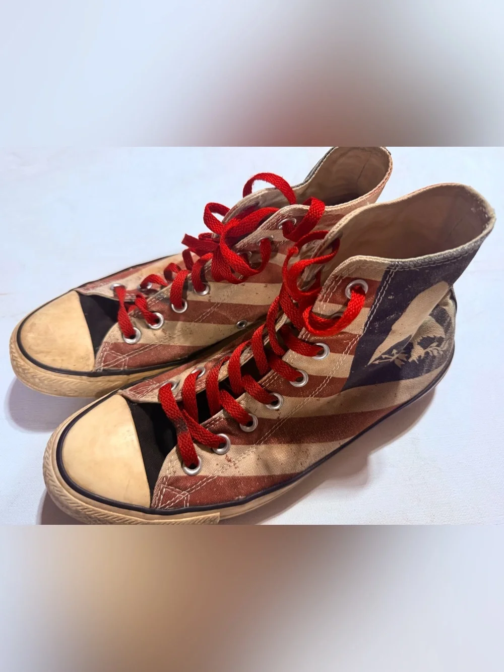 Beloved Converse High Top Sneakers Red, White, Blue #American #Eagle
